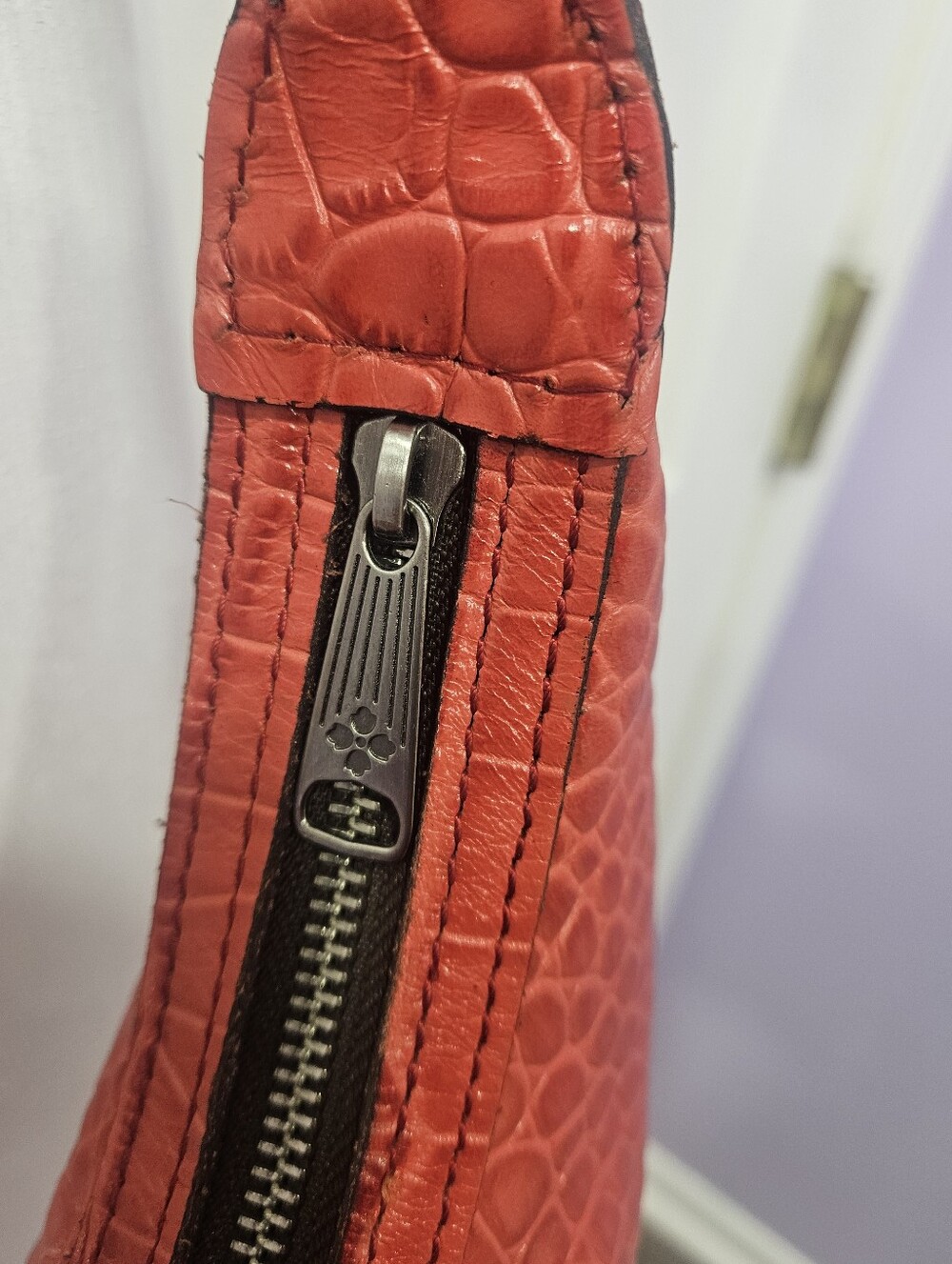 Patricia Nash Papaya Croc-Embossed Crescent Shoulder Bag - NEW - Picture 12 of 14